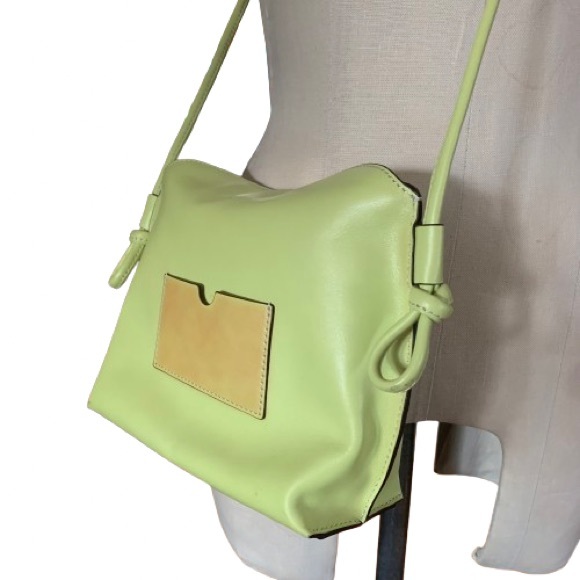 New OAD New York Thea Chartreuse Leather Crossbody Bag Neon Highlighter Green - Picture 11 of 16